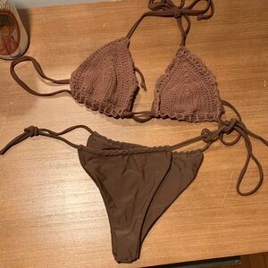 Ardene Chocolate Crochet Bikini Set